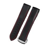 KTRSAVSSA 22mm Silicone Watch Band Compatible With Omega Planet Ocean 600 Quarter Orange Seamaster 300 Rubber Strap Curved End WaterProof Men Bracelet(Red white line S,20mm)