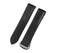 KTRSAVSSA 22mm Silicone Watch Band Compatible With Omega Planet Ocean 600 Quarter Orange Seamaster 300 Rubber Strap Curved End WaterProof Men Bracelet(Black-silver bucke,22mm)