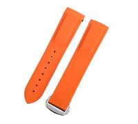 KTRSAVSSA 22mm Silicone Watch Band Compatible With Omega Planet Ocean 600 Quarter Orange Seamaster 300 Rubber Strap Curved End WaterProof Men Bracelet(Orang-silver bucke,22mm)
