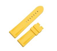 KTRSAVSSA 24mm/26mm Yellow White Soft Silicone Nature Rubber Watchband Compatible With Panerai Strap Waterproof Tang Buckle Men Wristband Accessories(Yellow,Matt Silver Buckle)