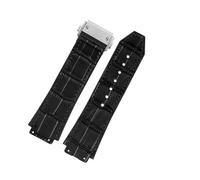KTRSAVSSA 26 * 19mm Real Cow Leather Rubber Watchband Compatible With HUBLOT Classic Fusion Universe Big Bang Series Men Belt Watch Band Butterfly Buckl(A-black,26X19mm gold)
