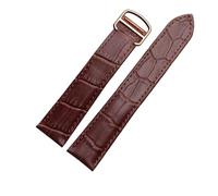 KTRSAVSSA Black Brown Leather Watchband With Folding Buckle Compatible With 16 17 18 20 22 23 24 25mm Straps(Brown rose gold,20mm)