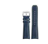 KTRSAVSSA Blue color Leather Watchband Strap Men's Watchband Compatible With Citizen AT8020-54L/JY8078 with buckle Men's waterproof bracelet(Blue yellow silver,22mm)