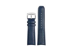 KTRSAVSSA Blue color Leather Watchband Strap Men's Watchband Compatible With Citizen AT8020-54L/JY8078 with buckle Men's waterproof bracelet(Blue silver,22mm)