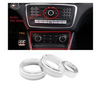 KTRSAVSSA Car Styling Air Conditioning Volume Knob Decoration Cover Sticker Compatible With Benz A B CLA GLA Class Auto Accessories(Silver)