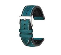 KTRSAVSSA Compatible With any Italian Cowhide Leather watch Strap 19 20 21 21 22 23MM Green Brown blue red Men fluoro rubber watchband Bracelet(Blue silver pin,22mm)