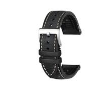 KTRSAVSSA Compatible With any Italian Cowhide Leather watch Strap 19 20 21 21 22 23MM Green Brown blue red Men fluoro rubber watchband Bracelet(Black steel pin,23mm)