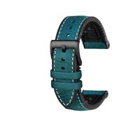 KTRSAVSSA Compatible With any Italian Cowhide Leather watch Strap 19 20 21 21 22 23MM Green Brown blue red Men fluoro rubber watchband Bracelet(Blue black pin,24mm)