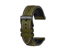 KTRSAVSSA Compatible With any Italian Cowhide Leather watch Strap 19 20 21 21 22 23MM Green Brown blue red Men fluoro rubber watchband Bracelet(Army Green black,22mm)
