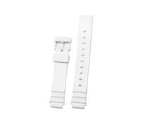 KTRSAVSSA Compatible With CASIO Resin Silicone Watchbands LRW-200h Convex Mouth, Male And Female Student Black White Watch Strap Accessories 14mm(White-silver)