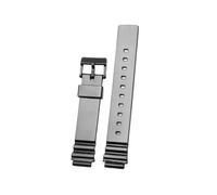 KTRSAVSSA Compatible With CASIO Resin Silicone Watchbands LRW-200h Convex Mouth, Male And Female Student Black White Watch Strap Accessories 14mm(Black-black)