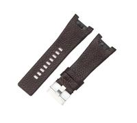 KTRSAVSSA Compatible With Diesel Dz1216 Dz1273 Dz4246 Cow Leather Waterproof Breathable Watchbands With Concave Interface 32mm(Brown(LZ)-Steel-K3)