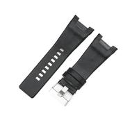 KTRSAVSSA Compatible With Diesel Dz1216 Dz1273 Dz4246 Cow Leather Waterproof Breathable Watchbands With Concave Interface 32mm(Black(PW)-Steel-K3)