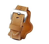KTRSAVSSA Compatible With Panerai PAM380 111 351 Frosted Leather Watch With Large Leather Chain, 20mm 22mm 24mm 26mm Waterproof Men's Bracelet(Brown silver clasp,26mm)