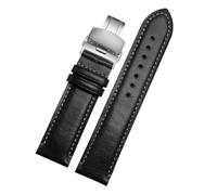KTRSAVSSA Compatible With Substitute Citizen AT8020 JY8078 Wristband Leather Strap 23mm Blue Watch Band With Folding Buckle Bracelet(Black folding clasp)