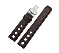 KTRSAVSSA Compatible With Tissot 1853 Sports Racing Series PRS516 T91 Watchband Top Layer Cowhide 20mm Compatible With Chopin Watch Band Leather Straps(Brown silver)