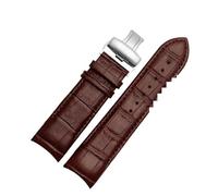 KTRSAVSSA Compatible With Tissot Watch Belt 1853 COUTURIER T035627A T035407A T035439 Men's Strap 22mm 23mm 24mm Brown Cowhide Curved End Watchband(Brown-silver,24mm)