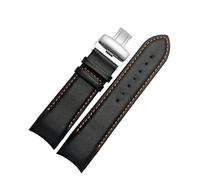 KTRSAVSSA Compatible With Tissot Watch Belt 1853 COUTURIER T035627A T035407A T035439 Men's Strap 22mm 23mm 24mm Brown Cowhide Curved End Watchband(Oragne line-silver,24mm)