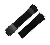 KTRSAVSSA Diving Silicone Rubber WatchBand Belt Compatible With Ulysse Nardin men's Strap Stainless Steel Folding clasp 25 * 12mm(Black black)