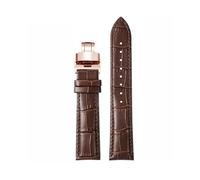 KTRSAVSSA Leather Dark Blue Watchbnad Compatible With Citizen Seiko Casio Omega Strap 14 16 18 19 20mm 21mm 22mm 23mm Men Women Watch Bracelet(Brown RG Folding,12mm)