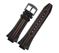 KTRSAVSSA Leather Watch Strap Compatible With Seiko Sportura SNL029P2 SNL021P1 SNA595P2 SNL017P1 Watchbands 15X27MM Waterproof Sport Bracelet(Black-black)