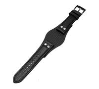 KTRSAVSSA Leather Watchband 22mm Strap With Mat Compatible With Fossil CH2891 CH3051 CH2564 CH2565 Watch Band Handmade Mens Leather Bracelet(Black black buckle)