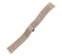 KTRSAVSSA Luxury Stainless Steel Watchband 14mm 16mm 18mm 20mm 22mm Gold Silver Butterfly Buckle Watch Strap Compatible With Longines L4 Women Lady(Silver Rosegold,16mm)