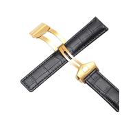 KTRSAVSSA New Leather Strap Compatible With Tag Heuer Watch Carrera Monaco Watch Belt Black Brown Bracelet Wristwatch Watchband 19mm 20mm 22mm(Black-gold,19mm)