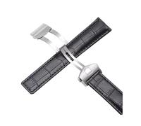 KTRSAVSSA New Leather Strap Compatible With Tag Heuer Watch Carrera Monaco Watch Belt Black Brown Bracelet Wristwatch Watchband 19mm 20mm 22mm(Black-silver,19mm)