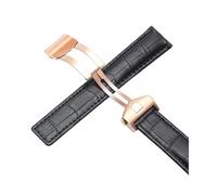 KTRSAVSSA New Leather Strap Compatible With Tag Heuer Watch Carrera Monaco Watch Belt Black Brown Bracelet Wristwatch Watchband 19mm 20mm 22mm(Black-rosegold,19mm)