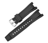 KTRSAVSSA Resin Watch Strap Compatible With Casio G-Shock GST-W120L S130L S310 B100 GST-W100G Men's Rubber Wrist Band Bracelet GST Series 26X14MM(Black silver)