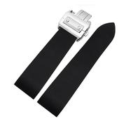 KTRSAVSSA Rubber silicone watch with soft, waterproof and sweat proof Compatible With cartier Santos 100 W2020007 men's black 25mm(Black silver Buckle)