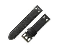 KTRSAVSSA Selected Layer Cowhide Leather Watch Accessories Compatible With Hamilton H760250 Khaki Aviation 20 22mm Waterproof Watchband(Black white-Black,20mm)
