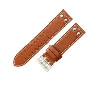 KTRSAVSSA Selected Layer Cowhide Leather Watch Accessories Compatible With Hamilton H760250 Khaki Aviation 20 22mm Waterproof Watchband(Brown white-Steel,20mm)