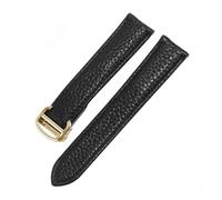 KTRSAVSSA Watch Band Compatible With Cartier SOLO Men Lady Deployant Clasp Leather Soft Waterproof Watch Bracelet Belt 20mm 22mm 23mm(Black gold,22mm)
