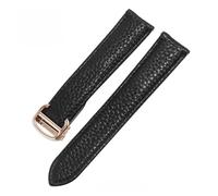 KTRSAVSSA Watch Band Compatible With Cartier SOLO Men Lady Deployant Clasp Leather Soft Waterproof Watch Bracelet Belt 20mm 22mm 23mm(Black rose gold,24mm)