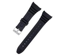 KTRSAVSSA Watchbands Compatible With Casio 3239 W-96H-1A 2A 9A Electronic Watch Dedicated Strap Black Men's Sport Waterproof Silicone Bracelet(Black-Steel clasp)