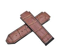 KTRSAVSSA Watchbands Compatible With HUBLOT BIG BANG 25 * 19mm Leather Waterproof Men's Watch Strap Chain Watch Rubber Bracelet Wristband(Brown-no clasp)