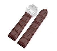 KTRSAVSSA Waterproof Leather Watch Strap Compatible With Cartier Santos 100 Men's And Women Folding Buckle Strap 20mm 23mm(Brown-Silver Buckle,20mm)