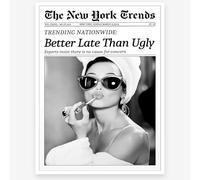 KTSIM Better Late Than Ugly Wall Decor-Trendy Luxury Black And White Newspaper Poster For Preppy Girly Dorm Room Bedroom Decor-Funky Fashion Feminist Pictures Canvas Prints
