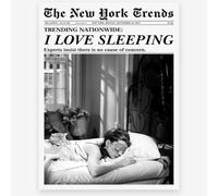 KTSIM Funky Fashion Woman I LOVE SLEEPING Newspaper Poster For Preppy Girly Dorm Room Bedroom Wall Decor-Trendy Luxury Feminist Black And White ArtPictures Canvas Prints