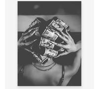 KTSIM Money Hair Rollers Black Woman Wall Decor-Trendy Luxury Black and White Poster For Preppy Girly Dorm Room Bedroom Decor-Retro Funky Feminist Pictures Canvas Prints