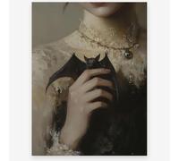 KTSIM Vintage Halloween Wall Art-Girl Holding A Bat Poster For Home Party Wall Decor-Retro Dark Gothic Art Canvas Print Picture For Room Farmhouse Cottage Halloween Decor