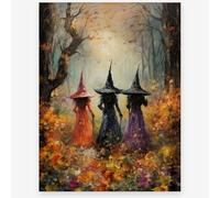 KTSIM Vintage Halloween Wall Art-Three Witches Poster For Home Party Wall Decor-Fall Spooky Witchy Art Canvas Print Picture For Room Farmhouse Cottage Halloween Decor