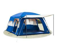 KTT Extra Large Cabin Tent 10-12 Person(B),2 Rooms,Straight Wall,3 Doors and 3 Windows with Mesh,Waterproof,Double Layer,Big Tent for Outdoor,Picnic,Camping,Family Gathering(Dark Blue)