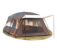 KTT Extra Large Tent 10-12 Person(B),Family Cabin Tents,2 Rooms,Straight Wall,3 Doors and 3 Windows with Mesh,Waterproof,Double Layer,Big Tent for Outdoor,Picnic,Camping,Family Gathering(Light Brown)