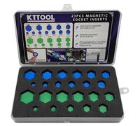 KTTOOL 23 Pcs New SAE and Metric Magnetic Socket Inserts Tool Set, 5/16" - 15/16", 8mm - 21mm Universal Magnetic Socket Insert