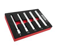 KTTOOL 5PCS Deep Metric Socket Set, 3/8-Inch Drive Thin Wall Socket, 12PT 8-10-12-13-14MM - Extra Long Deep 120MM