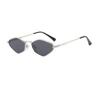 KTUCN 1PC diamond polygon small frame sunglasses metal sunglasses for fashion show,Silver,151mm