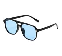 KTUCN 2025 Outdoor Double Beam Sunglasses Retro Jelly Color Women Square Sunglasses UV400 Eye Protection Goggles,Black Black,HFA,001